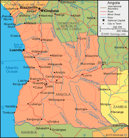 map of Angola